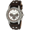 Fossil Mens Stainless Steel Chronograph Watch with Genuine Brown Leather Strap