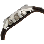 Fossil Mens Stainless Steel Chronograph Watch with Genuine Brown Leather Strap