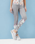 Myuni Oriental Blossom Mesh Panel Leggings