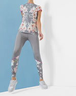 Myuni Oriental Blossom Mesh Panel Leggings